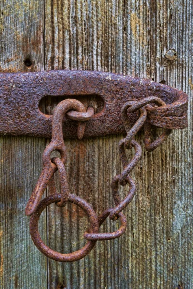 VA, Roanoke, Explore Park Rusty barn door lock